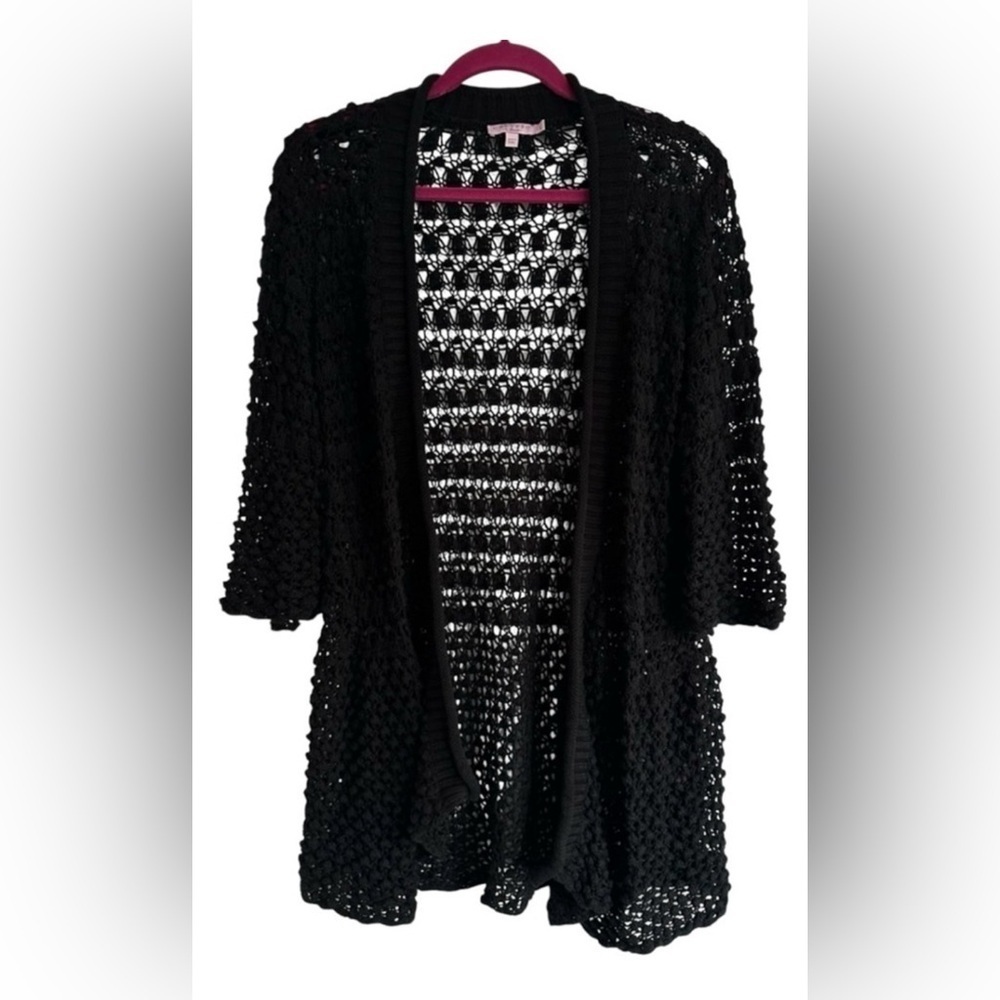 Calypso St. Barth Black crochet Open-Knit Cardigan size M
